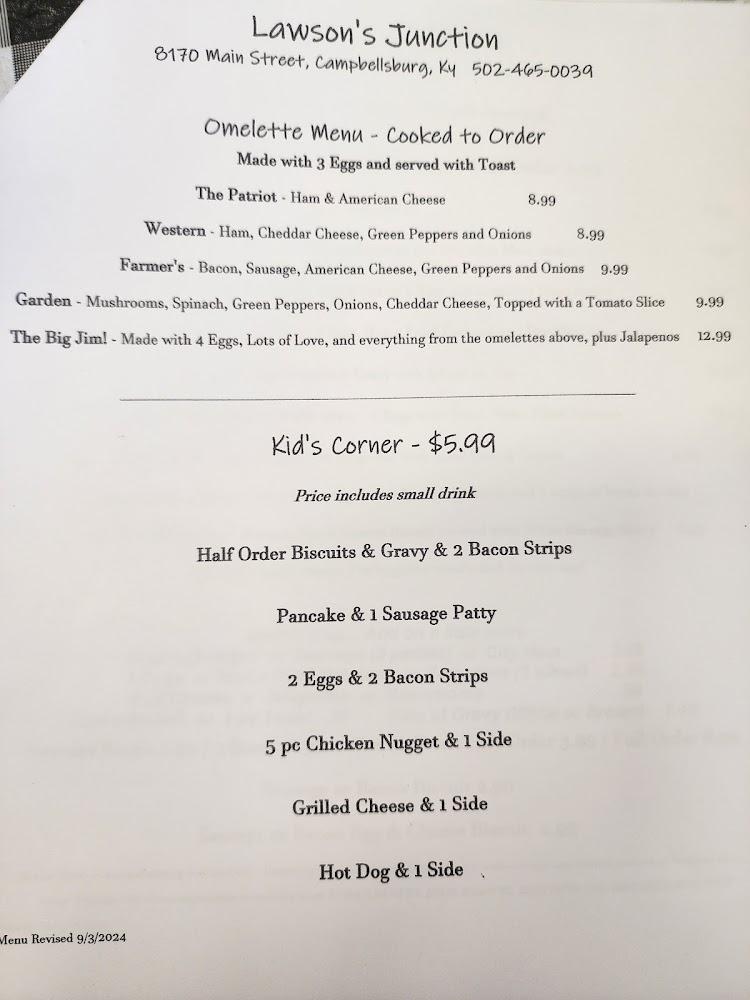 Lawson's Junction- Campbellsburg Ky Menu image 3