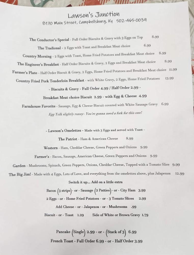 Lawson's Junction- Campbellsburg Ky Menu image 4